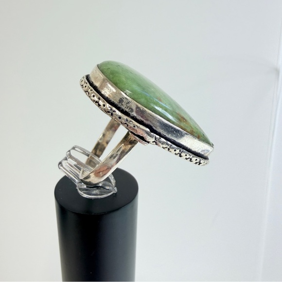 Impression Jasper silver overlay large gemstone ring 925 adjustable size 4-8 - Picture 5 of 8